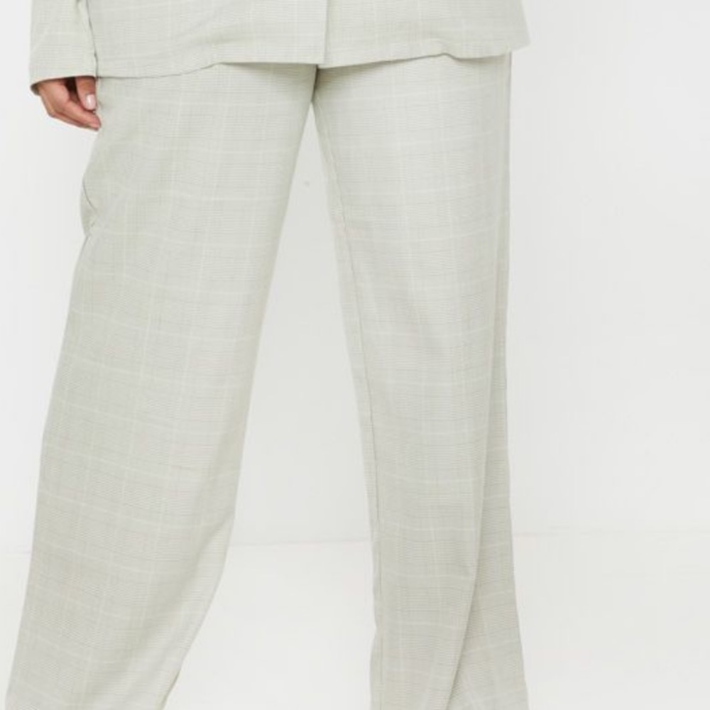Light green checkered business women pants